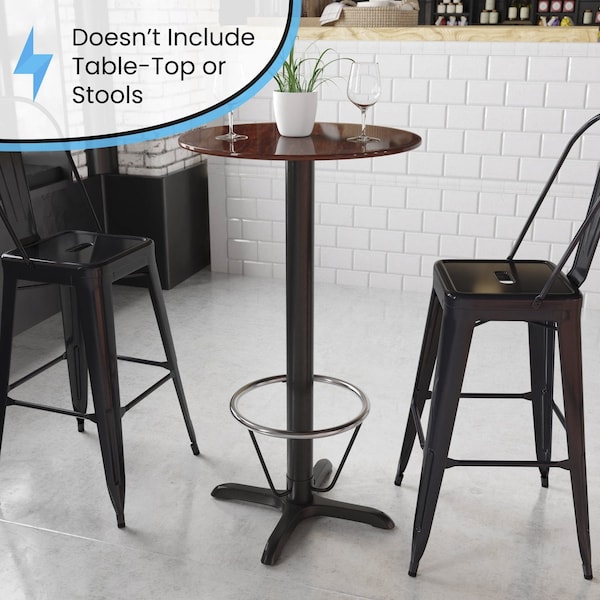 Flash Furniture Black 22" x 22" Bar Height X-Base - XU-T2222-BAR-3CFR-GG