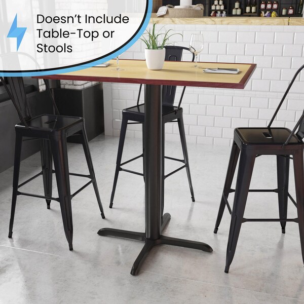 Flash Furniture Restaurant Table X-Base with 4 Dia. Bar - XU-T3333-BAR-GG