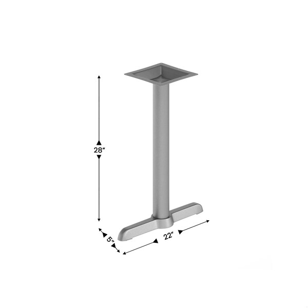 Flash Furniture Beverly 5in. x 22in. Restaurant Indoor/Outdoor Table T-Base w/3in. Dia. Table Height Column, Silver - XU-T0522-SLV-GG