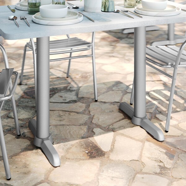 Flash Furniture Beverly 5in. x 22in. Restaurant Indoor/Outdoor Table T-Base w/3in. Dia. Table Height Column, Silver - XU-T0522-SLV-GG