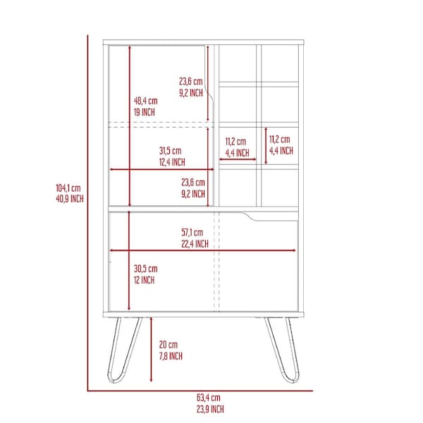Tuhome Manhattan L Bar Cabinet, Eight Built-in Wine Rack, Single Door, Light Gray - BLZ6475