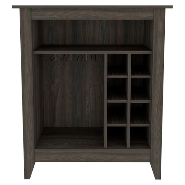 Tuhome Essential Bar Cabinet, One Open Shelf, Six Built-in Wine Rack, One Drawer, Espresso - BLC6715