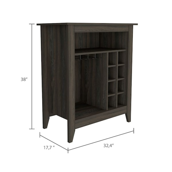 Tuhome Essential Bar Cabinet, One Open Shelf, Six Built-in Wine Rack, One Drawer, Espresso - BLC6715