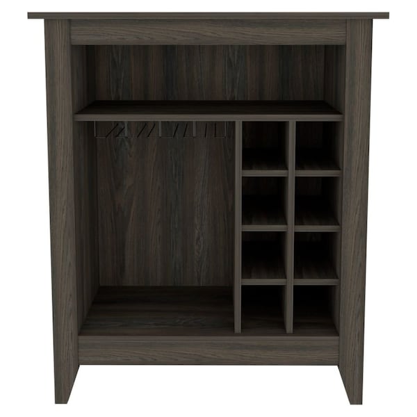 Tuhome Essential Bar Cabinet, One Open Shelf, Six Built-in Wine Rack, One Drawer, Espresso - BLC6715