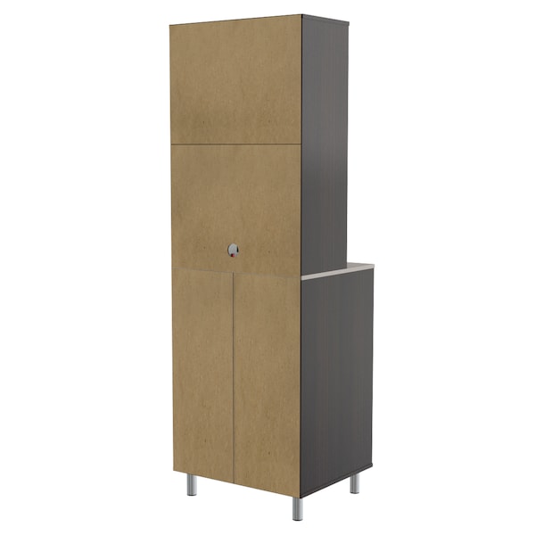Inval Breakroom Cabinet With 4-Doors and 3-Drawers 23.62 in W x 11.89 in D x 70.87 in H in Espresso and Amber Grey - AL-3913