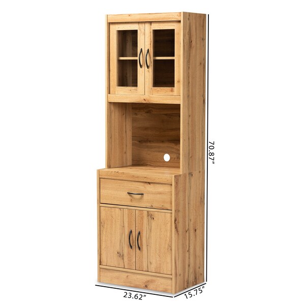 Baxton Studio Laurana ModernOak Brown Finished Wood Kitchen Cabinet and Hutch - 193-12004-ZORO