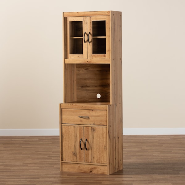 Baxton Studio Laurana ModernOak Brown Finished Wood Kitchen Cabinet and Hutch - 193-12004-ZORO
