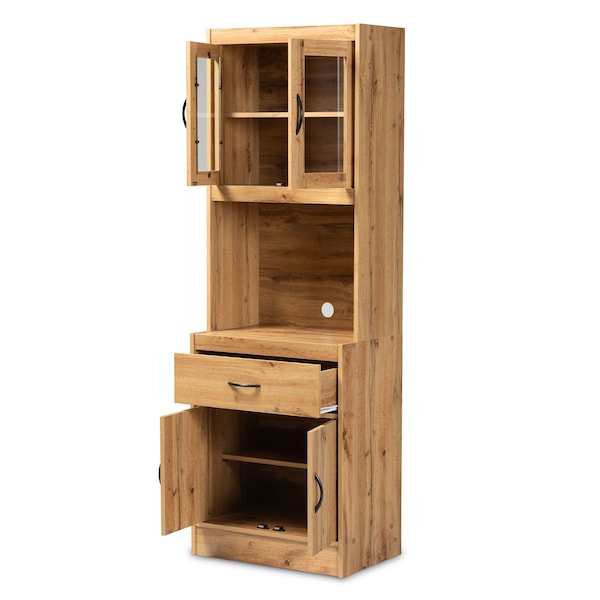 Baxton Studio Laurana ModernOak Brown Finished Wood Kitchen Cabinet and Hutch - 193-12004-ZORO