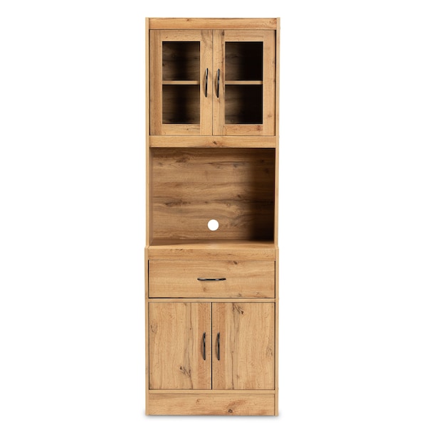 Baxton Studio Laurana ModernOak Brown Finished Wood Kitchen Cabinet and Hutch - 193-12004-ZORO