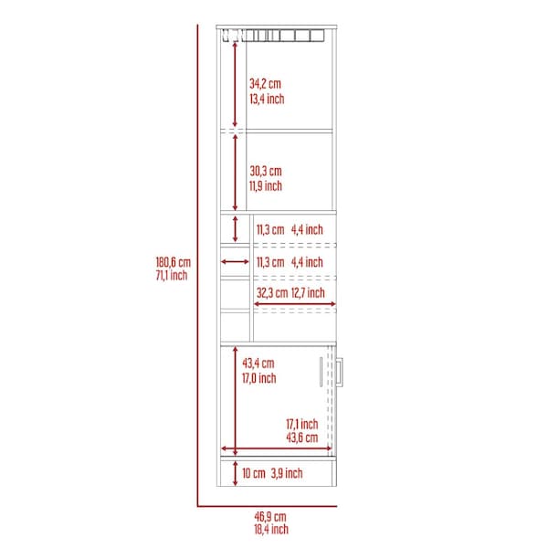 Tuhome Syrah Corner Bar Cabinet, Eight Bottle Cubbies, Double Door, Two Open Shelves-Black - BLW5546
