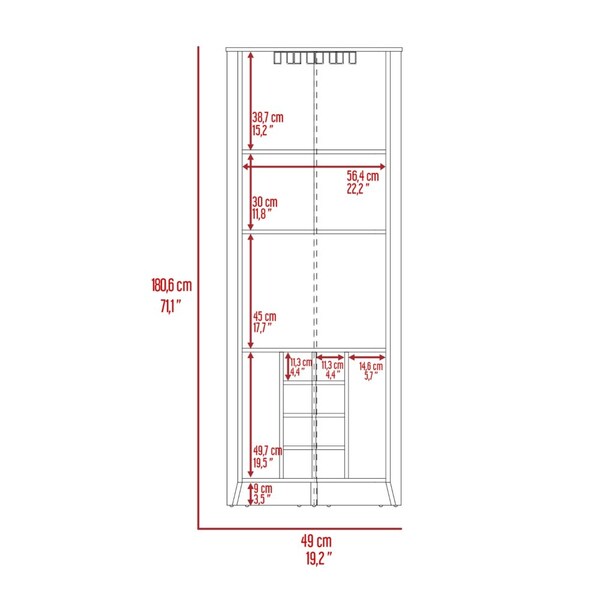 Tuhome Essential Corner Bar Cabinet, Three Shelves, Eight Built-in Wine Rack, Two Side Shelves, Dark Brown - BLB7786