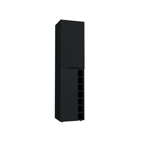 Tuhome Obregon Tall Cabinet, Seven Cubbies, Two-Door Cabinets, Black - BLW7765