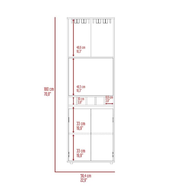 Tuhome Prana Bar Cabinet, Two Shelves, Five Built-in Wine Rack, Double Door, Light Oak - BLD5570