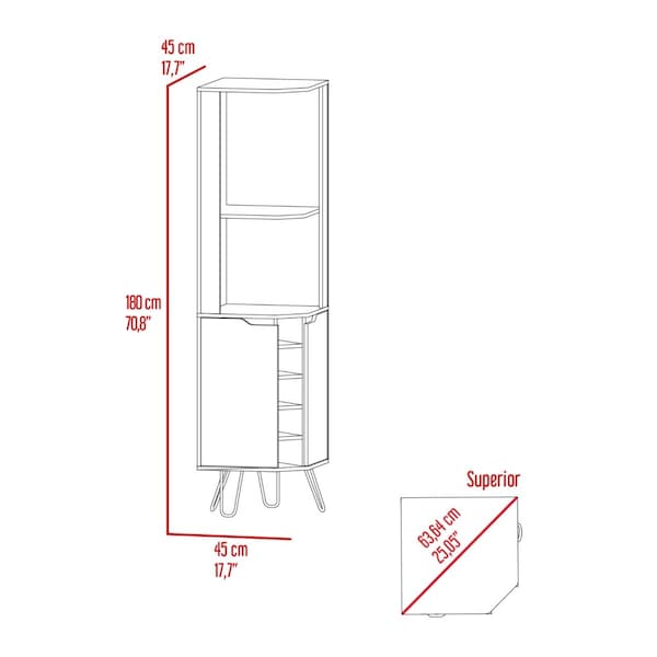 Tuhome Audra Corner Bar Cabinet Six Built-in Wine Rack, Two Shelves, Four Shelves With Door, Aged Oak/Black - BMW7763