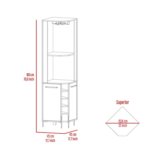 Tuhome Shangai Corner Bar Cabinet, Two Shelves, Five Built-in Wine Rack-Aged Oak - BLM7768