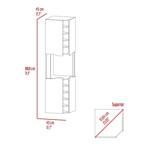 Tuhome Obregon Corner Bar Cabinet, Ten Built-in Wine Rack, Single Door, Aged Oak/Taupe - BMT7767