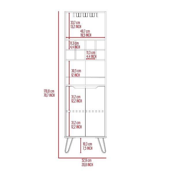 Tuhome Manhattan L Bar Cabinet, Eight Built-in Wine Rack, Two Cabinets With Single Door, Black - BLW6474