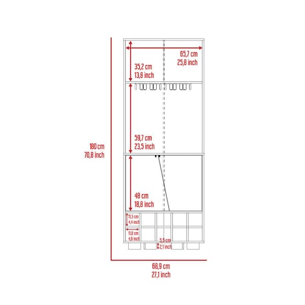Tuhome Fraktal Corner Bar Cabinet, Ten Built-in Wine Rack, Two Shelves, Double Door, Dark Oak/Pine - BHM7771