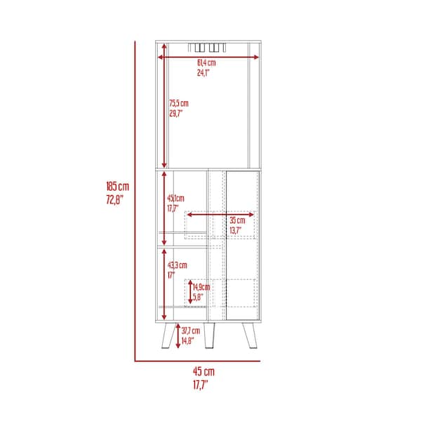 Tuhome Cincinatti Corner Bar Cabinet, Cup Rack, Two External Shelves, One Drawer, Four Legs, Dark Brown - BLB7766