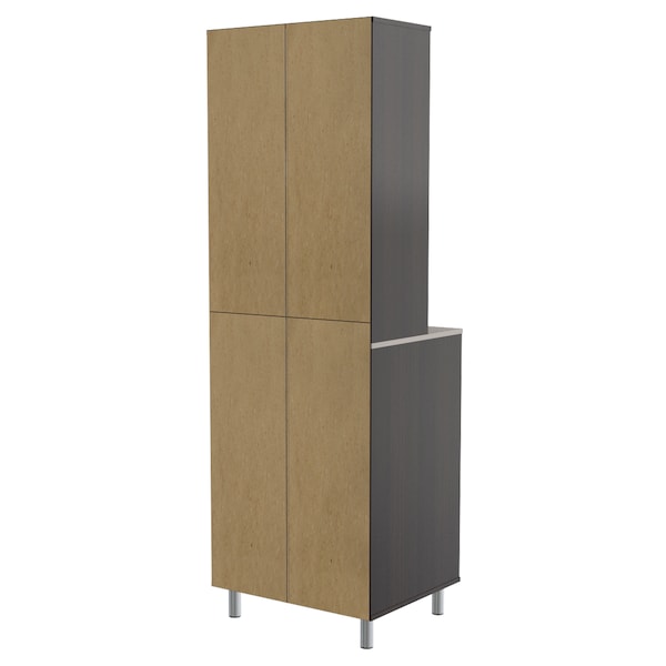 Inval Breakroom Cabinet With 4-Doors 23.62 in W x 11.89 in D x 70.87 in H in Espresso and Amber Grey - AL-4113