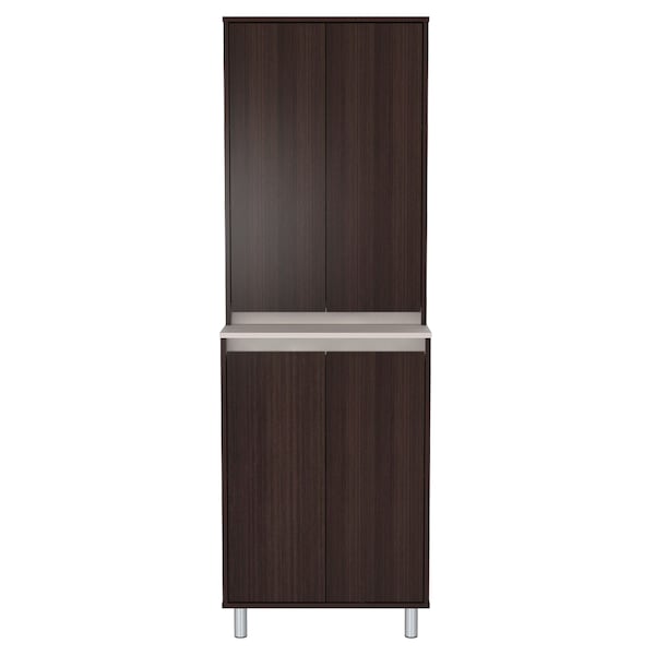 Inval Breakroom Cabinet With 4-Doors 23.62 in W x 11.89 in D x 70.87 in H in Espresso and Amber Grey - AL-4113