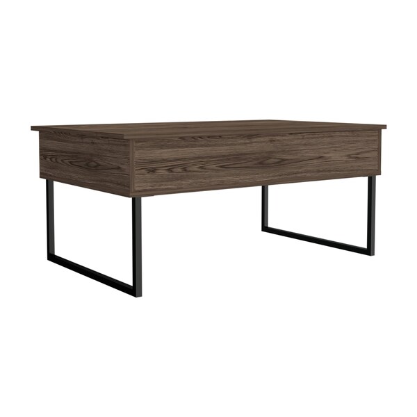 Tuhome Tracy 2 Piece Living Room Set, Corner Bar Cabinet, Coffee Table, Dark Walnut - CLIV48