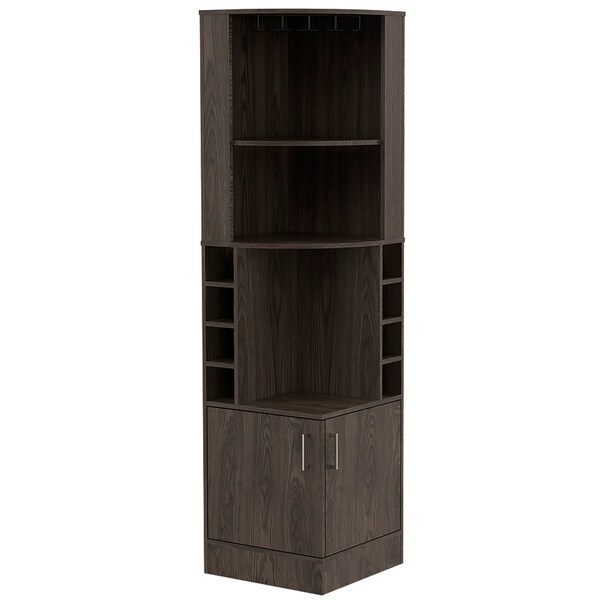Tuhome Tracy 2 Piece Living Room Set, Corner Bar Cabinet, Coffee Table, Dark Walnut - CLIV48