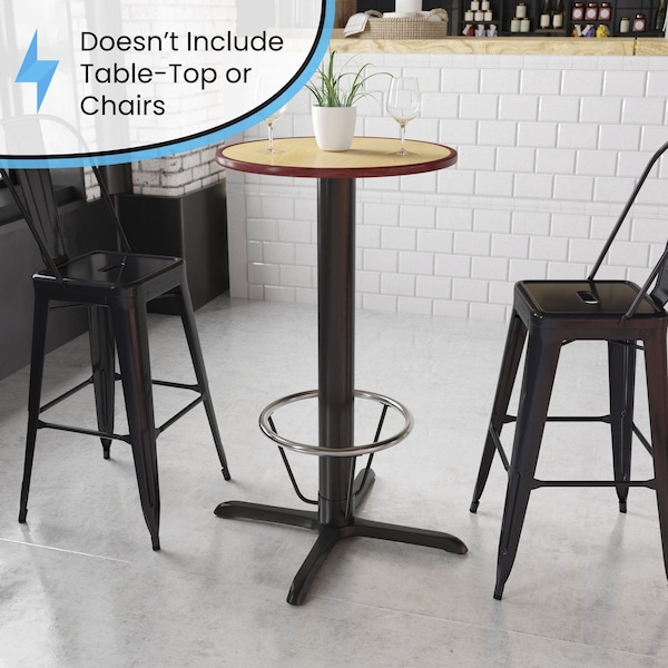 Flash Furniture Black 33" x 33" Bar Height X-Base - XU-T3333-BAR-4CFR-GG