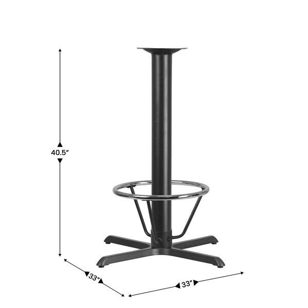 Flash Furniture Black 33" x 33" Bar Height X-Base - XU-T3333-BAR-4CFR-GG