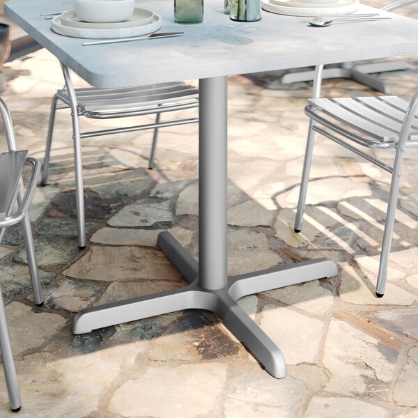 Flash Furniture Beverly 30in. x 30in. Restaurant Indoor/Outdoor Table X-Base w/3in. Dia. Table Height Column, Slvr - XU-T3030-SLV-GG