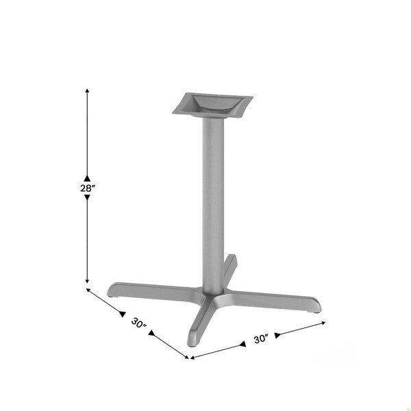 Flash Furniture Beverly 30in. x 30in. Restaurant Indoor/Outdoor Table X-Base w/3in. Dia. Table Height Column, Slvr - XU-T3030-SLV-GG