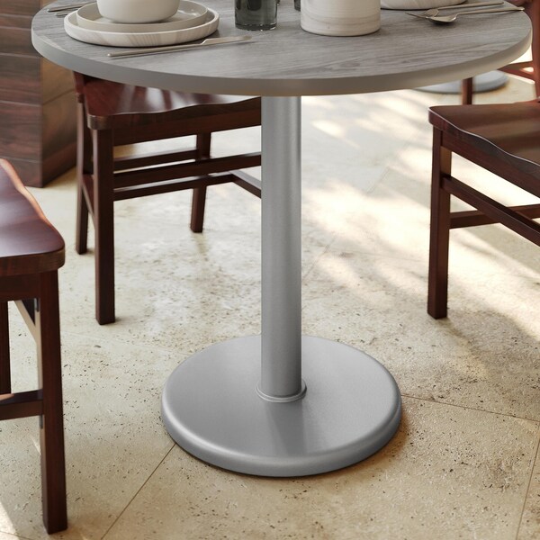 Flash Furniture Beverly 18in. Round Restaurant Indoor/Outdoor Table Base with 3in. Dia. Table Height Column, Silver - XU-TR18-SLV-GG