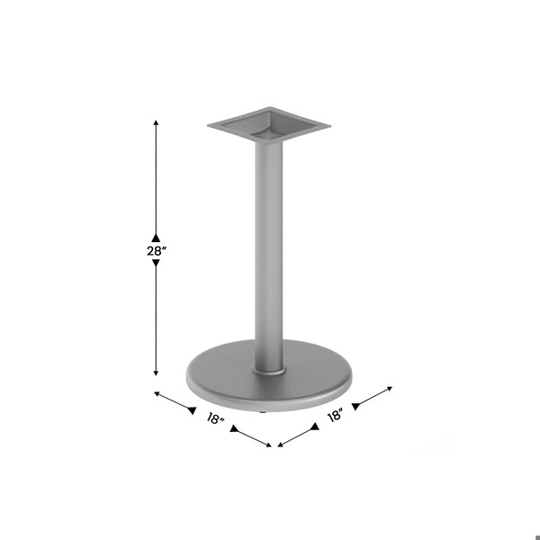 Flash Furniture Beverly 18in. Round Restaurant Indoor/Outdoor Table Base with 3in. Dia. Table Height Column, Silver - XU-TR18-SLV-GG