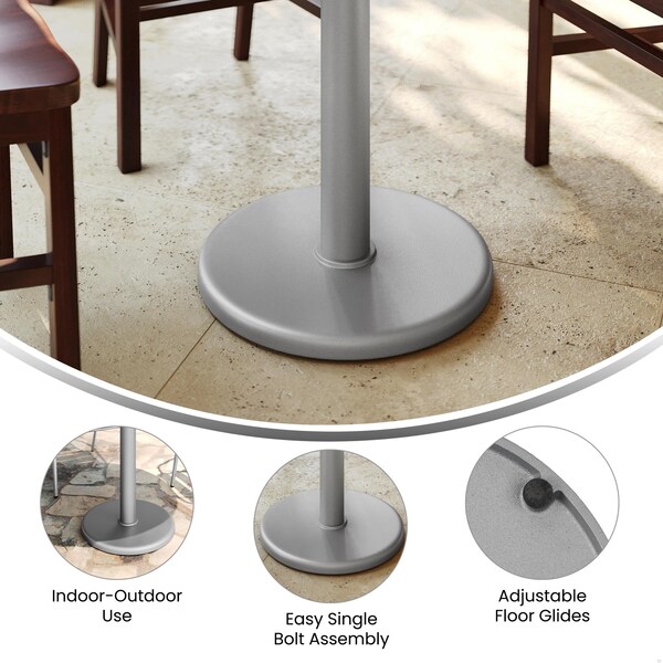 Flash Furniture Beverly 18in. Round Restaurant Indoor/Outdoor Table Base with 3in. Dia. Table Height Column, Silver - XU-TR18-SLV-GG