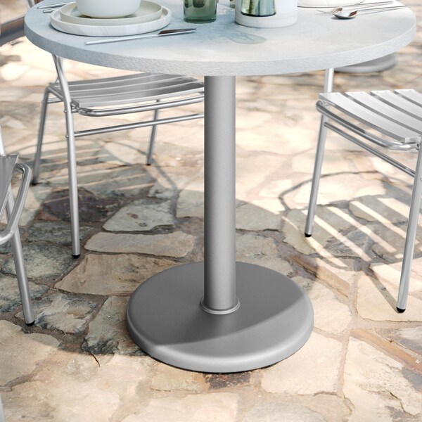 Flash Furniture Beverly 18in. Round Restaurant Indoor/Outdoor Table Base with 3in. Dia. Table Height Column, Silver - XU-TR18-SLV-GG