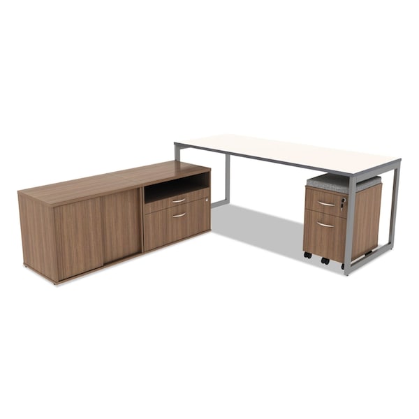 Alera Open Office Desk Series Adjustable O-Leg Desk Base, 24" Deep, Silver - ALELSTB24GR