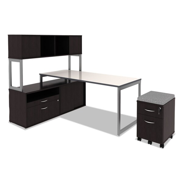 Alera Open Office Desk Series Adjustable O-Leg Desk Base, 24" Deep, Silver - ALELSTB24GR