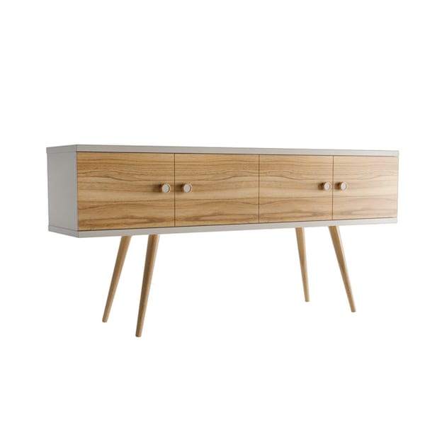 Manhattan Comfort Theodore 60.0 Sideboard, Off White and Cinnamon - 1022151