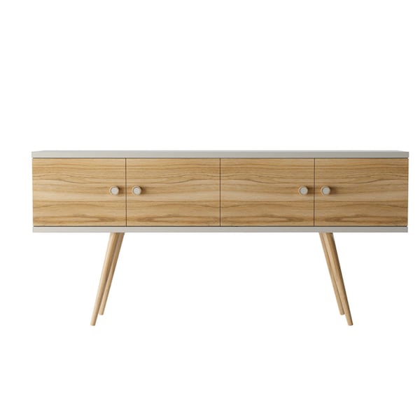 Manhattan Comfort Theodore 60.0 Sideboard, Off White and Cinnamon - 1022151