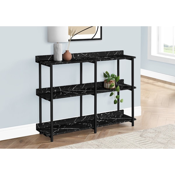 Monarch Specialties Accent Table, Console, Entryway, Narrow, Sofa, Living Room, Bedroom, Metal, Black Marble Look - I 2220