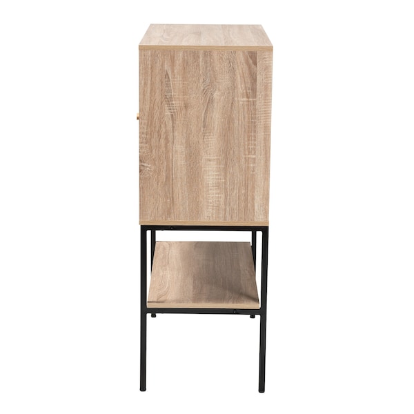Baxton Studio Asher Modern Industrial Natural Brown Finished Wood and Black Metal 2Door Sideboard - 223-12485-ZORO