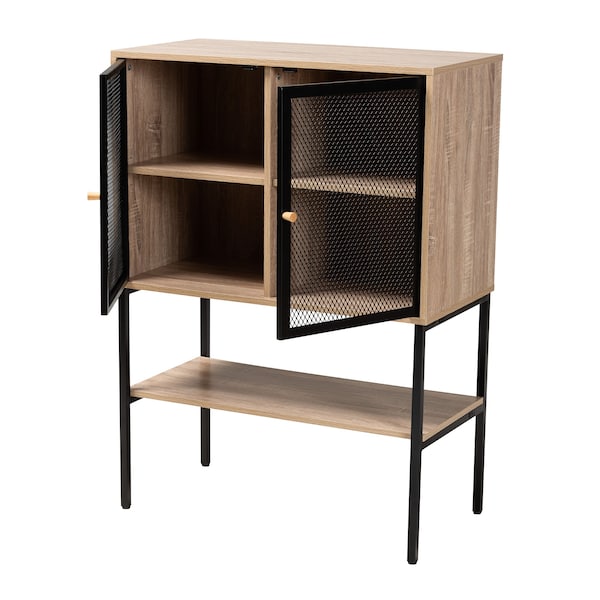 Baxton Studio Asher Modern Industrial Natural Brown Finished Wood and Black Metal 2Door Sideboard - 223-12485-ZORO