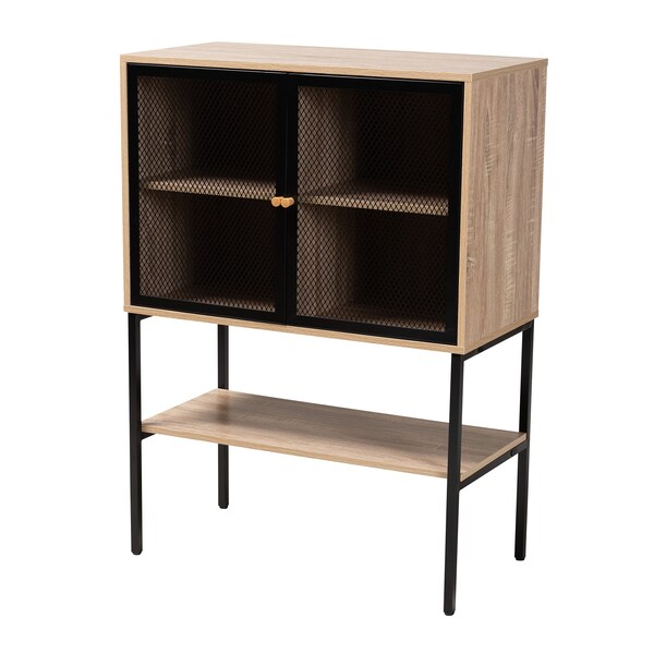 Baxton Studio Asher Modern Industrial Natural Brown Finished Wood and Black Metal 2Door Sideboard - 223-12485-ZORO