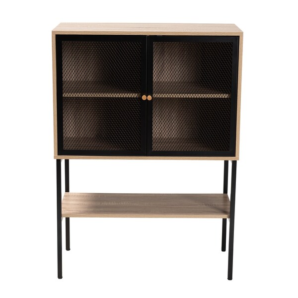 Baxton Studio Asher Modern Industrial Natural Brown Finished Wood and Black Metal 2Door Sideboard - 223-12485-ZORO