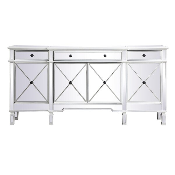 Elegant Decor 72 Inch Mirrored Credenza In Antique White - MF6-2111AW