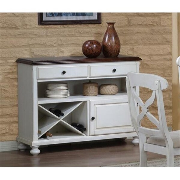 Sunset Trading Sunset Trading Andrews Server in Antique White with Chestnut Top - DLU-ADW-SER-AW