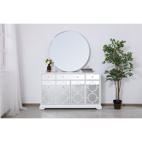 Elegant Decor 60 In. Mirrored Credenza In White - MF81001WH