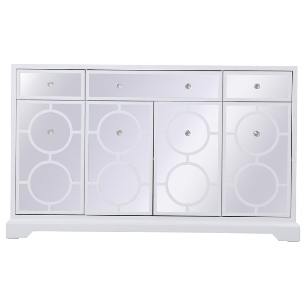 Elegant Decor 60 In. Mirrored Credenza In White - MF81001WH