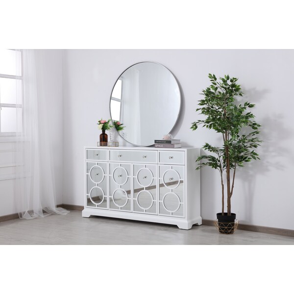 Elegant Decor 60 In. Mirrored Credenza In White - MF81001WH