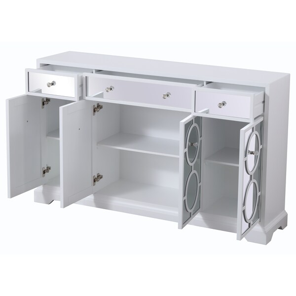 Elegant Decor 60 In. Mirrored Credenza In White - MF81001WH